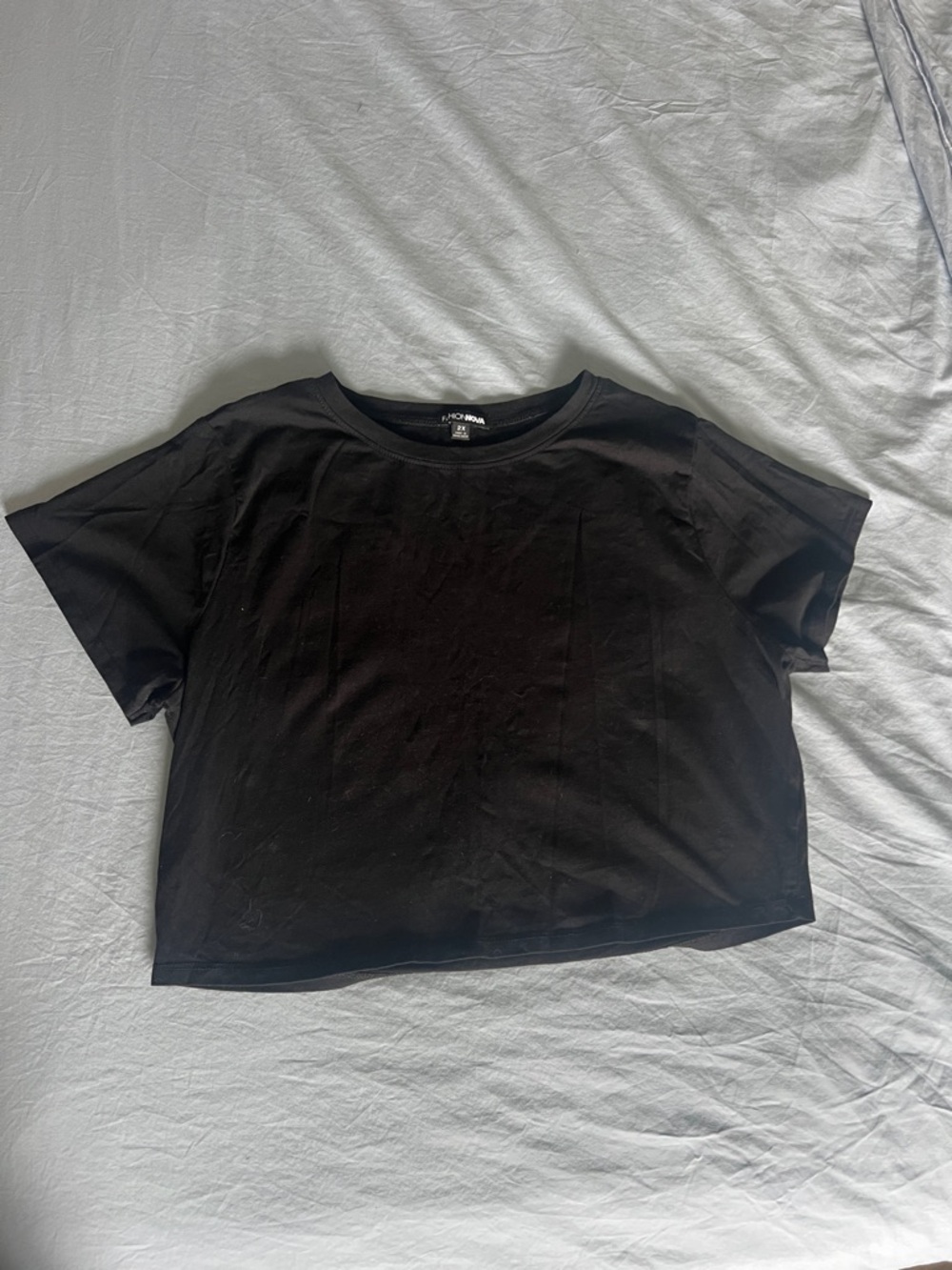 Black Cropped Boxy Crewneck Tee